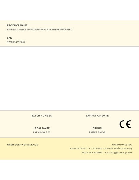 Adorno estrella para árbol navidad, dorada, 20 led, 23 x 6 x 25,5 cm