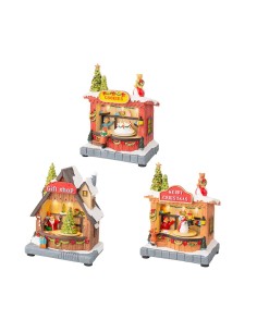 Escena navideña con movimiento y luz, temática de tiendas, modelos variados 14,30 x 10,00 x 17,50 cm 2