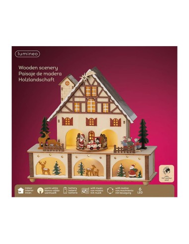 Escena navideña con led, movimiento y música...