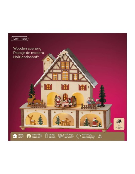 Escena navideña con led, movimiento y música 27,00 x 24,30 x 10,00 cm