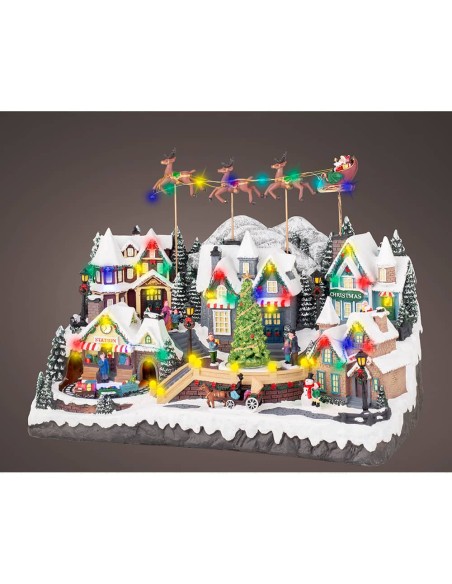 Escena navideña con led, movimiento y música 55 x 37 x 32,5 cm