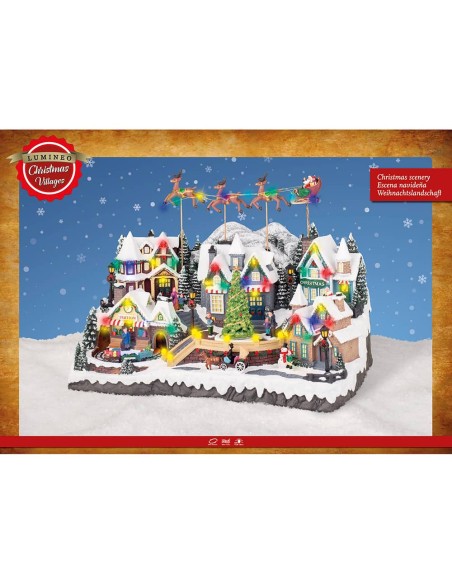 Escena navideña con led, movimiento y música 55 x 37 x 32,5 cm