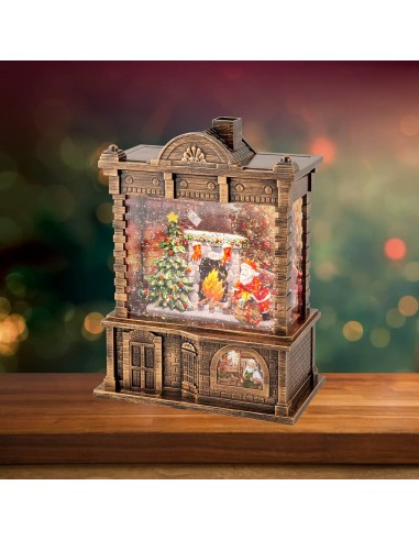 Farol de agua santa claus con música 16,5 x 9,5...