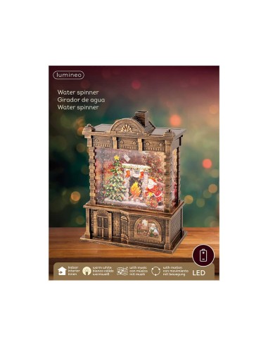 Farol de agua santa claus con música 16,5 x 9,5...