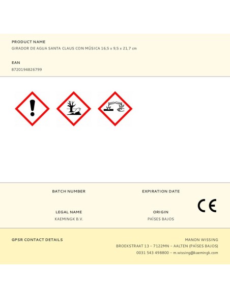 Farol de agua santa claus con música 16,5 x 9,5 x 21,7 cm