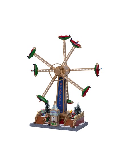 Escena navideña atracción ferial con movimiento, música y luz, 36,5 x 19,00 x 47,60 cm