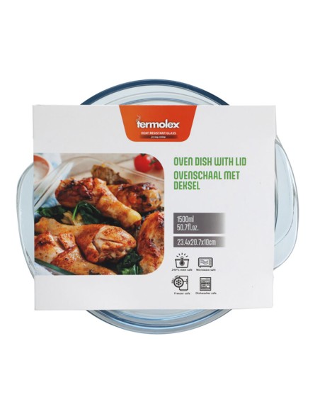 Fuente redonda de cristal con tapa 1,5l ø23,4 x 20,7 x10 cm