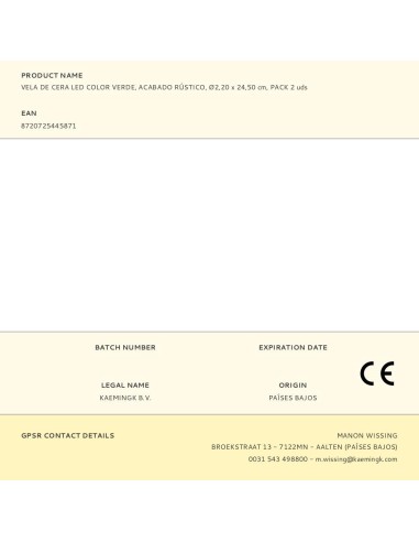 Vela de cera led color verde, acabado rústico,...