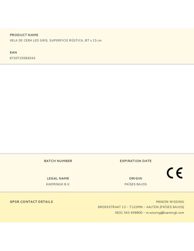 Vela de cera led, color gris antracita,...