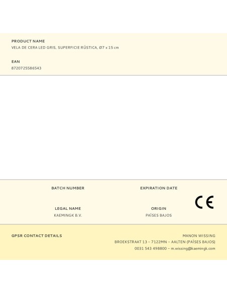 Vela de cera led, color gris antracita, superficie rústica, ø7 x 15 cm