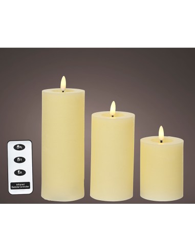 Vela de cera led color beige, acabado rústico,...