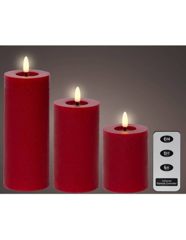 Vela de cera led color rojo, acabado rústico,...