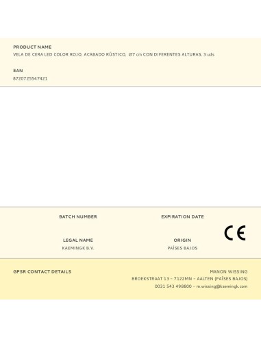 Vela de cera led color rojo, acabado rústico,...