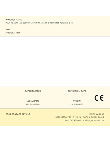 Vela de cera led color blanco ø7 cm con...