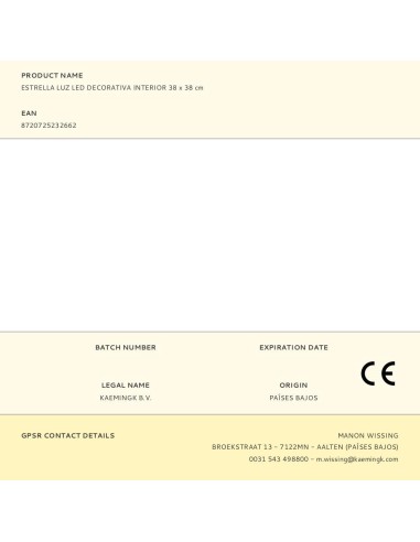 Estrella luz led decorativa interior 38 x 38 cm