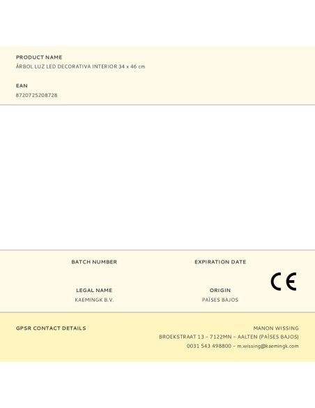 Luz led decorativa árbol interior 34 x 46 cm