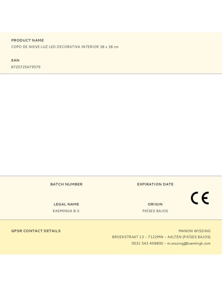 Copo de nieve luz led decorativa interior 38 x 38 cm