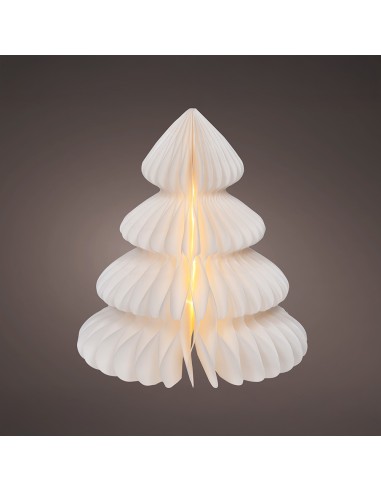 Árbol blanco de papel, 20 leds, ø24 x 28 cm