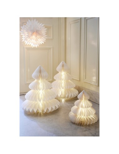Árbol blanco de papel, 20 leds, ø24 x 28 cm