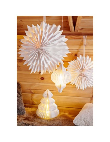 Árbol blanco de papel, 40 leds, ø42 x 48 cm