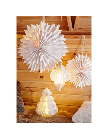 Árbol blanco de papel, 40 leds, ø42 x 48 cm