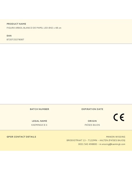 Árbol blanco de papel, 40 leds, ø42 x 48 cm