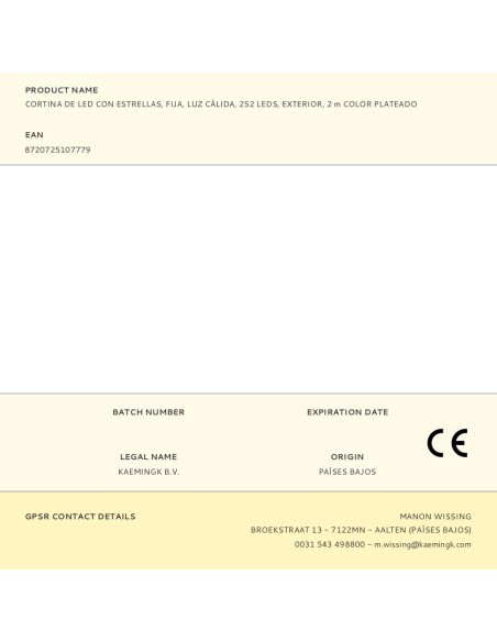 Cortina de led con estrellas para exterior color plateado