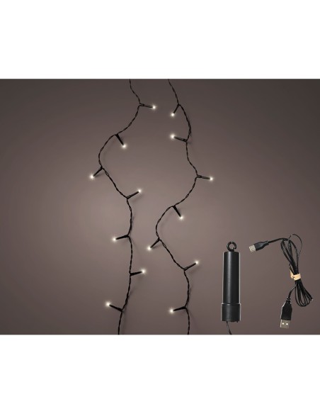 Guirnalda led recargable multifunción, luz cálida, exterior, 100 leds, 7,4 m