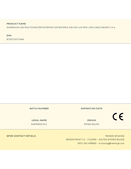 Guirnalda led recargable multifunción, luz cálida, exterior, 100 leds, 7,4 m