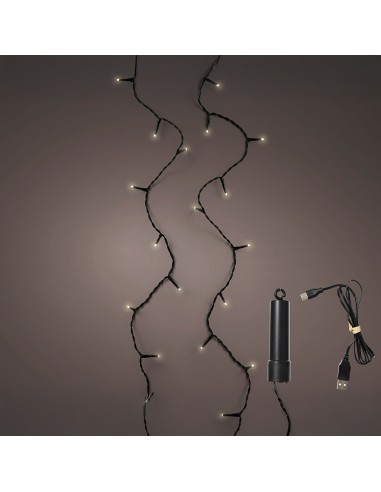 Guirnalda led multifunción con bateria, luz cálida, exterior, 7,4 m