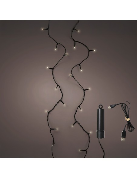 Guirnalda led multifunción con bateria, luz cálida, exterior, 7,4 m