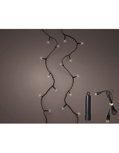 Guirnalda led multifunción exterior con bateria 100 leds multicolor con cable negro 7,4 m