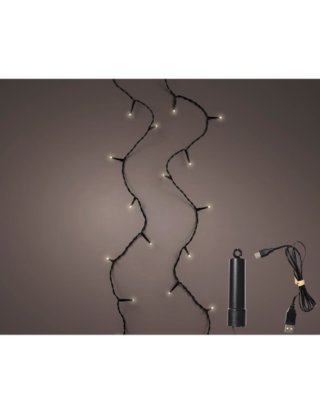 Guirnalda led multifunción exterior con bateria 100 leds multicolor con cable negro 7,4 m