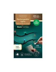 Guirnalda led multifunción exterior con bateria 100 leds multicolor con cable negro 7,4 m 2