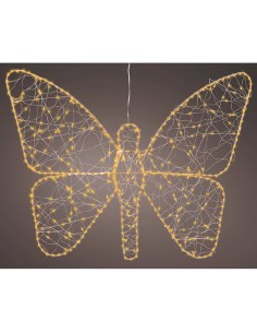 Luz led decorativa mariposa de metal 436 led, exterior, microled, dorada 43 x 58 cm