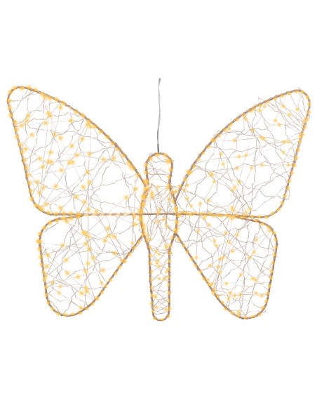 Luz led decorativa mariposa de metal 436 led, exterior, microled, dorada 43 x 58 cm