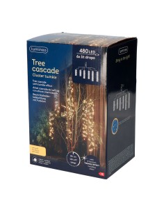Cortina cascada para árbol, multifunción, oro suave, 480 leds, 2 m