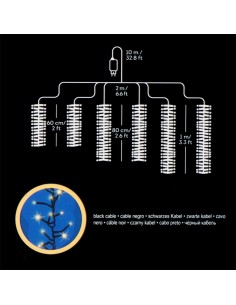 Cortina cascada para árbol, multifunción, oro suave, 480 leds, 2 m 2