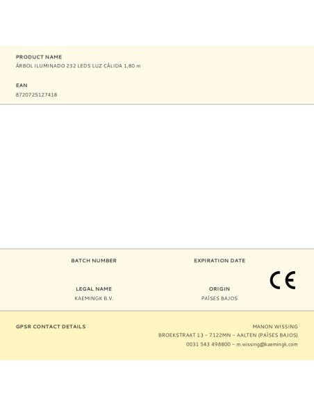 Árbol iluminado 232 leds luz cálida 1,80 m