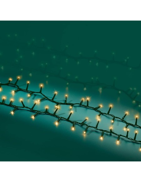 Guirnalda led compact 750 leds parpadeante exterior blanco calido cable verde 16 m