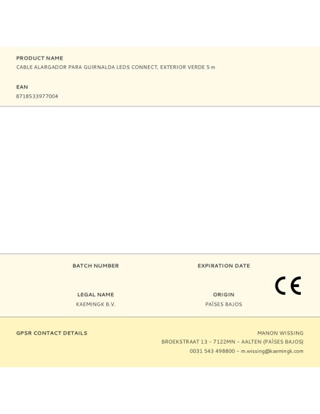 Cable alargador para guirnalda leds connect, exterior verde 5 m
