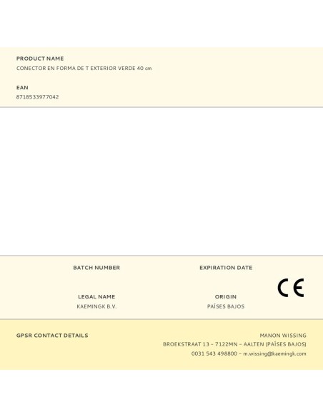 Conector en forma de t, exterior, verde, 40 cm