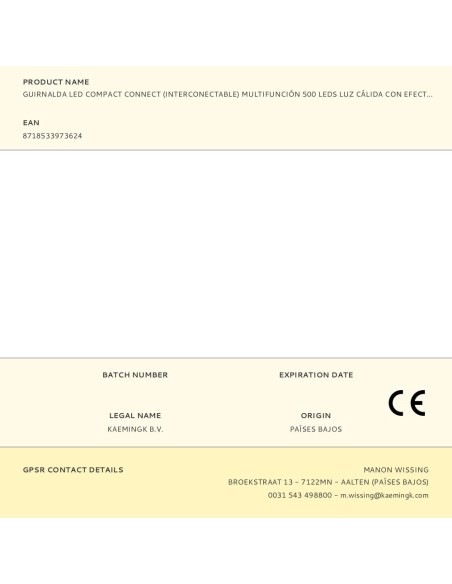 Guirnalda led compact connect (interconectable) multifunción 500 leds luz cálida con efecto intermitente cable verde exterio ...