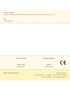 Cortina led multifunción interconectable, luz blanca cálida, 200 leds, 1,5 x 2 m 2