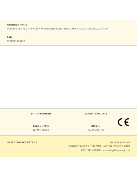 Cortina led multifunción interconectable, luz blanca cálida, 200 leds, 1,5 x 2 m