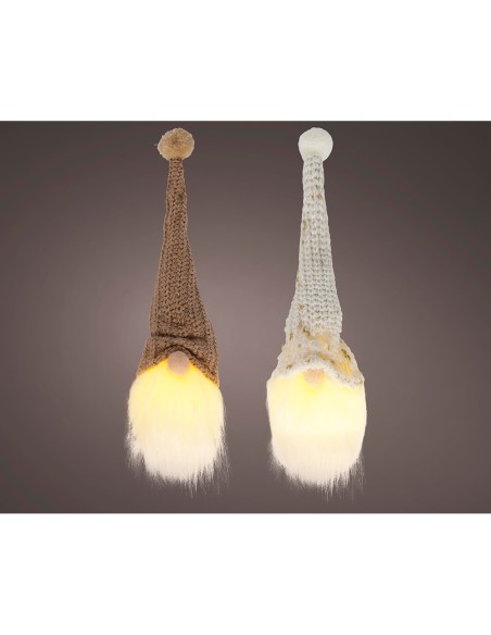 Adorno colgante gnomo con luz cálida fija ø6 x 20 cm, colores surtidos