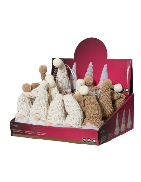 Adorno colgante gnomo con luz cálida fija ø6 x 20 cm, colores surtidos