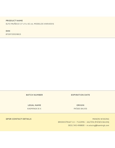 Elfo/elfa muñecos 17 x 9 x 42 cm, modelos variados