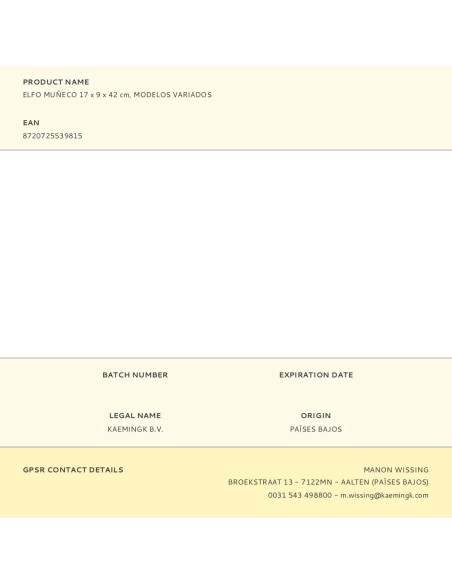 Elfo/elfa muñecos 17 x 9 x 42 cm, modelos variados