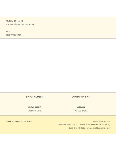 Elfo travieso, 22 x 11 x 60 cm